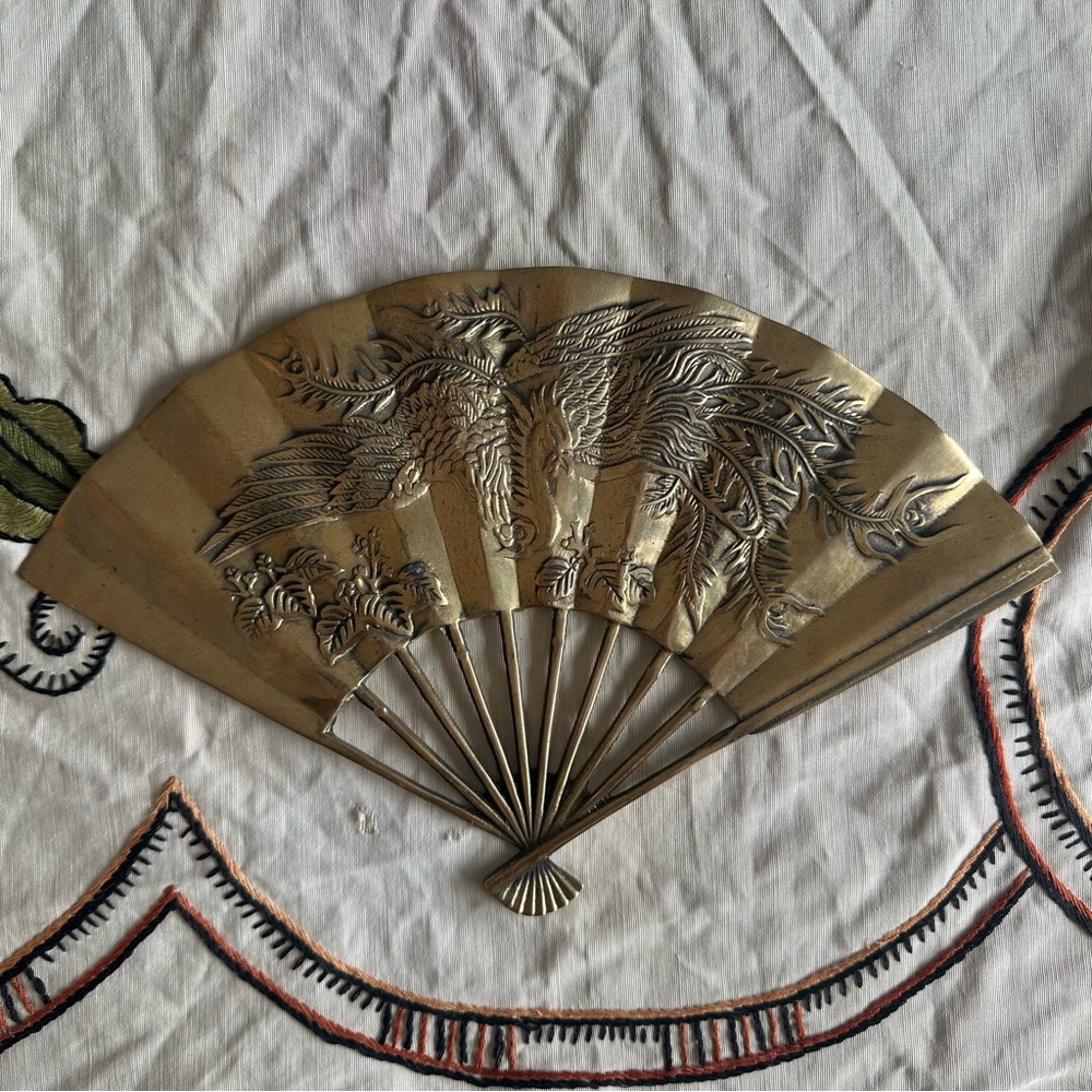 Brass fan wall decor